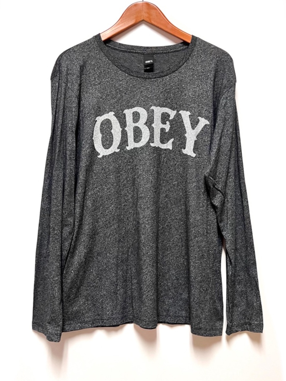 Obey Men’s Longe Sleeve T-shirt XL Gray Logo Charcoal Grey Casual Streetwear